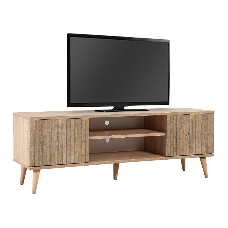 TV Stand ANKARA Natur in melamine with stylish design and wooden legs, perfect for modern living spaces.