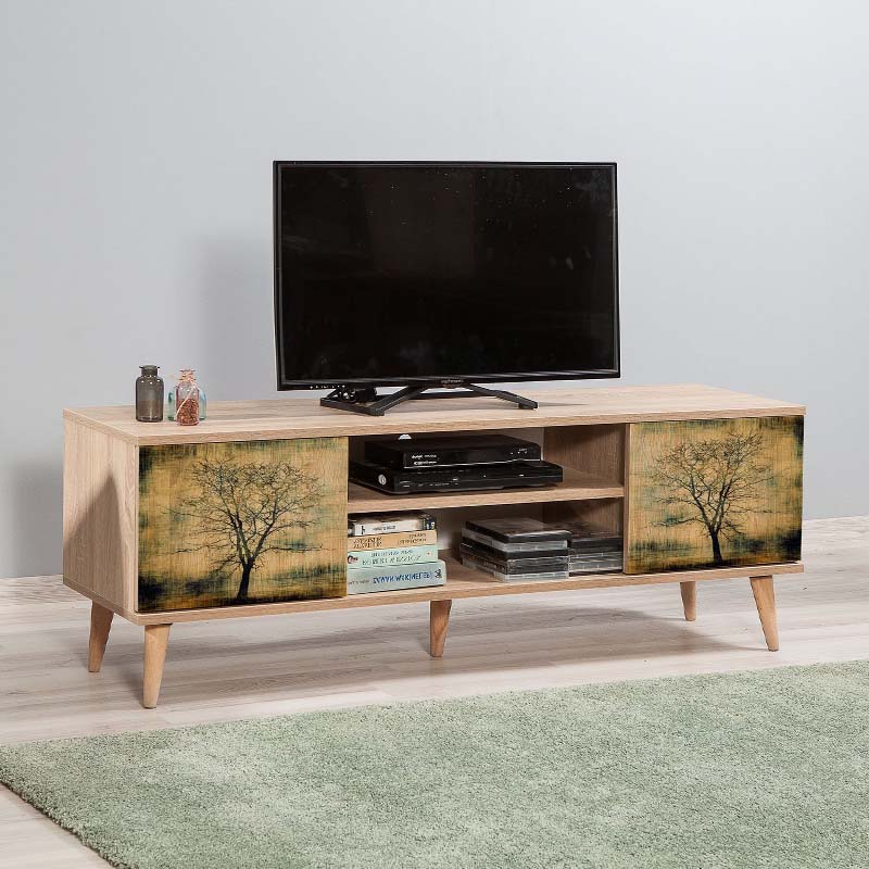 TV Stand ANKARA in sonoma color with stylish design and wooden legs.