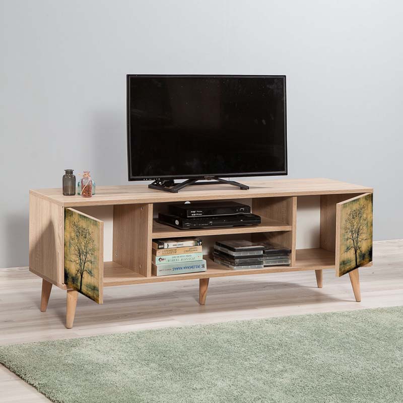 TV Stand ANKARA in sonoma color with stylish design and wooden legs.