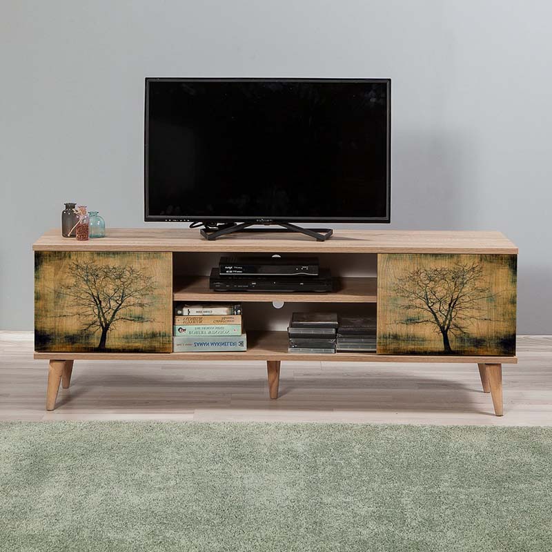 TV Stand ANKARA in sonoma color with stylish design and wooden legs.