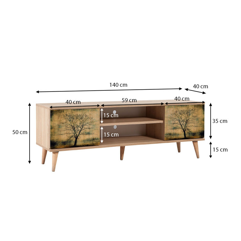 TV Stand ANKARA in sonoma color with stylish design and wooden legs.