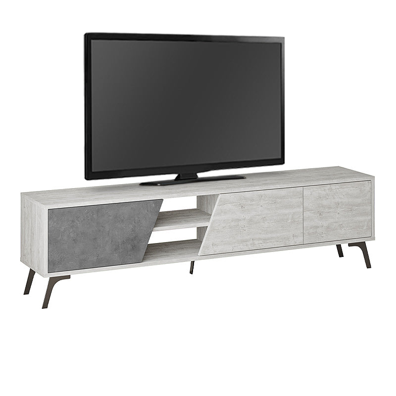 CARLITO TV Stand in Ancient White and Retro Grey, showcasing its elegant design and spacious surface.