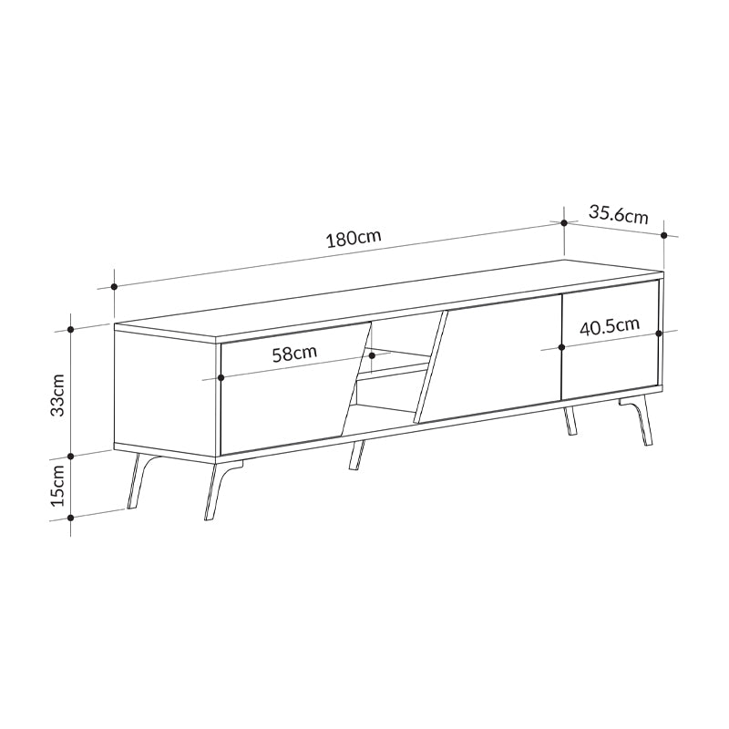 CARLITO TV Stand in Ancient White and Retro Grey, showcasing its elegant design and spacious surface.