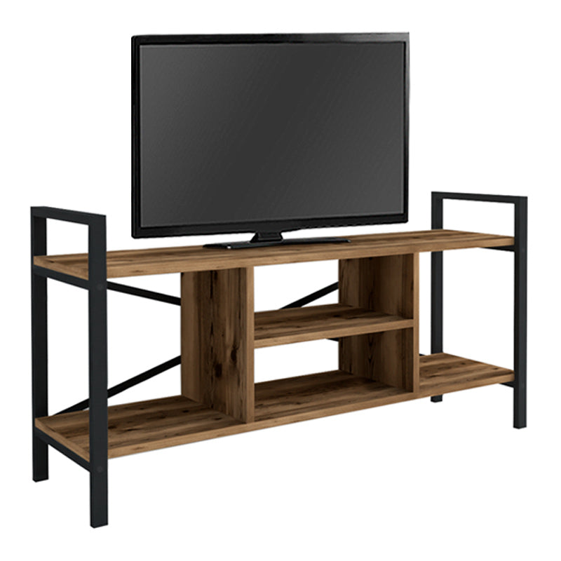 TV Stand CARLOS in Black and Smoked Walnut finish, featuring a modern design with ample space for media devices.