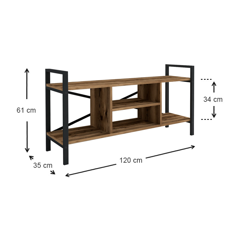 TV Stand CARLOS in Black and Smoked Walnut finish, featuring a modern design with ample space for media devices.