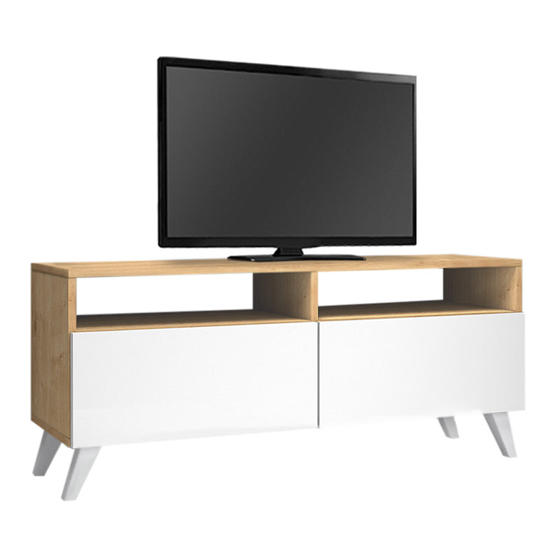 TV Stand CEZAR in sonoma white finish, featuring a sleek design and sturdy construction, measuring 120x35x50 cm.