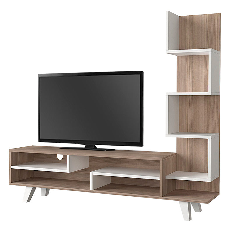 COLOMBO White TV Stand with cordoba finish, featuring a sleek design and ample storage space, perfect for modern living rooms.