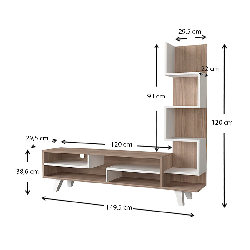 COLOMBO White TV Stand with cordoba finish, featuring a sleek design and ample storage space, perfect for modern living rooms.