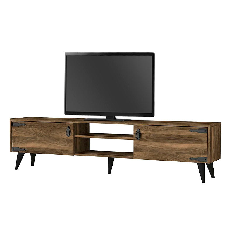 Walnut TV stand CONDOR with two cabinets and shelves, dimensions 180x30x41 cm.