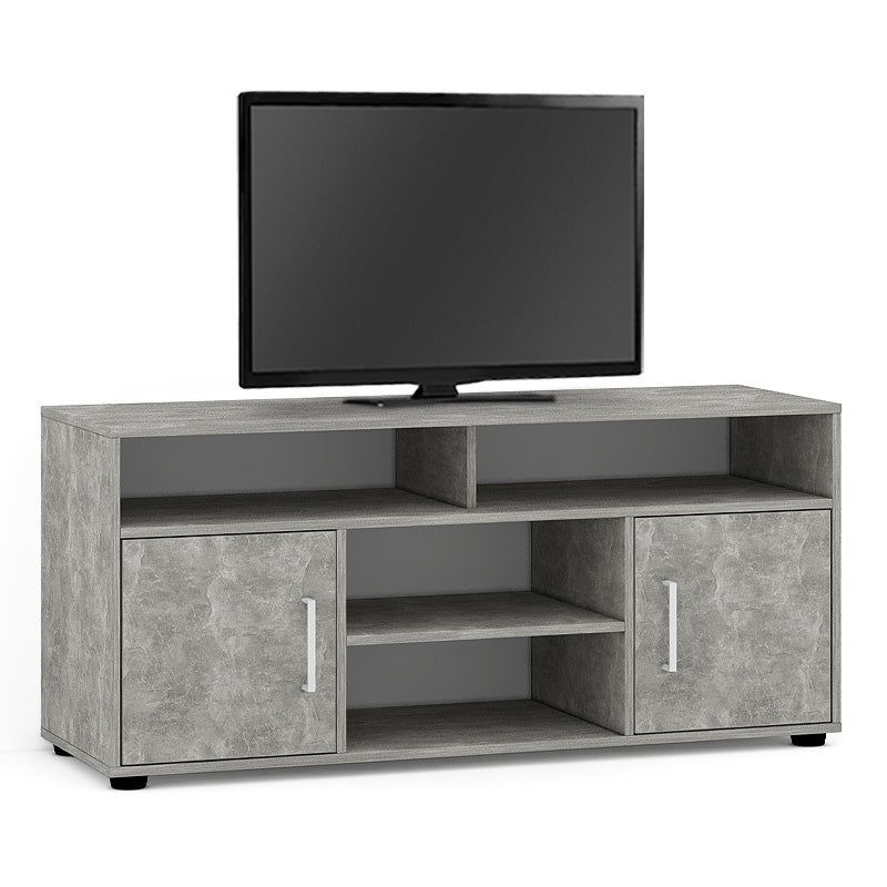 DISSOT Grey Concrete TV Stand with two cabinets and three shelves, measuring 120x40x55cm, showcasing a modern design.