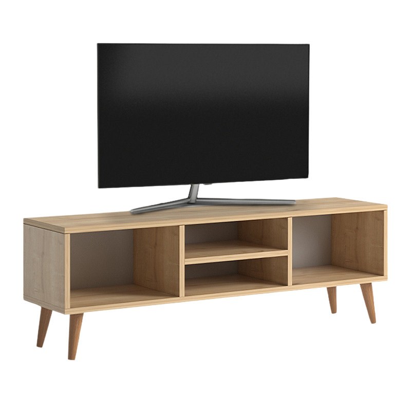 EUSEBIO TV Stand in oak finish, featuring four shelves and a modern design, dimensions 120x30x40cm.