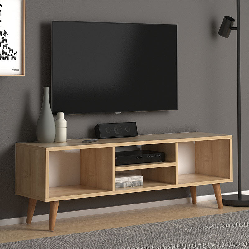 EUSEBIO TV Stand in oak finish, featuring four shelves and a modern design, dimensions 120x30x40cm.