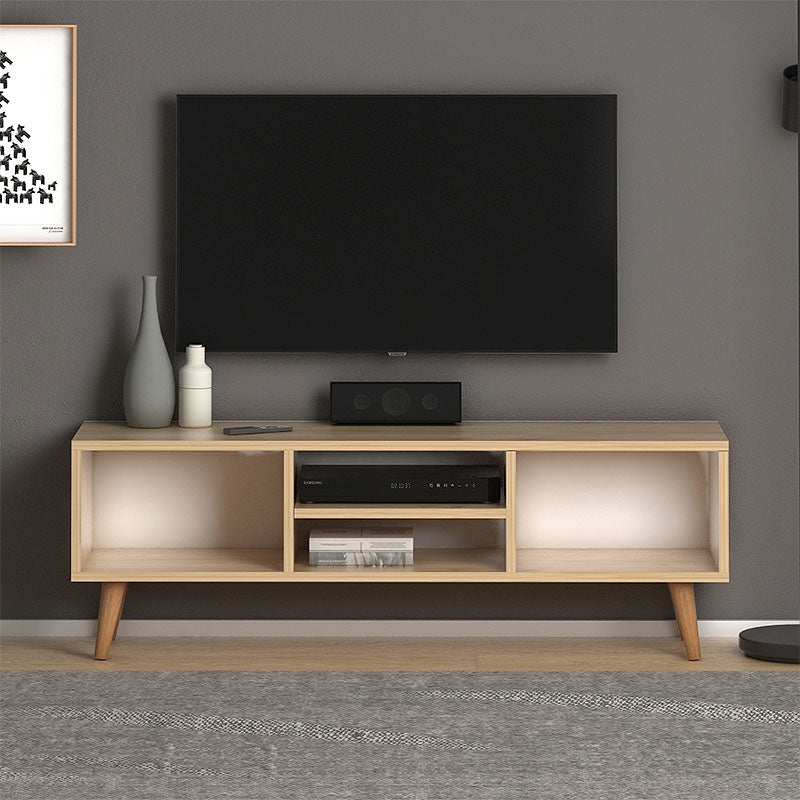 EUSEBIO TV Stand in oak finish, featuring four shelves and a modern design, dimensions 120x30x40cm.