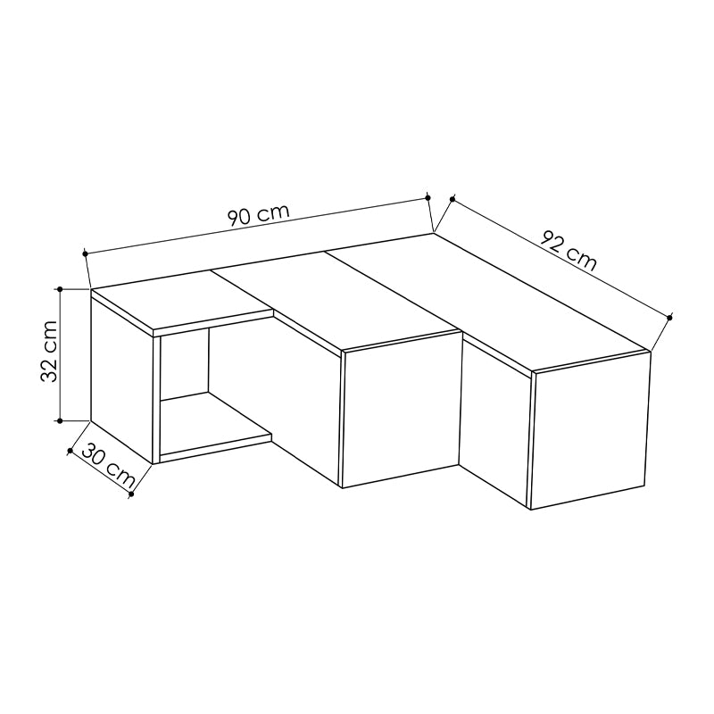 HOLLY Anthracite TV Stand with light mocha accents, featuring two drawers and a shelf, designed for corner placement.