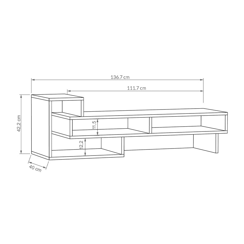 TV Stand LANDAU in oak finish, featuring a modern design with spacious surface and sturdy construction, ideal for home or office use.