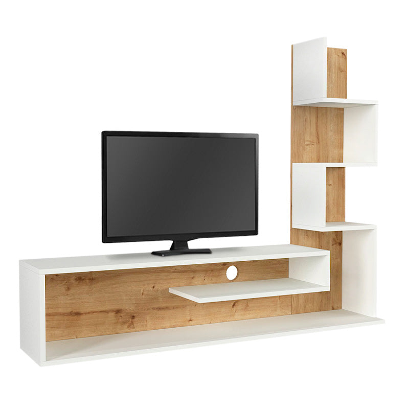 MAURICE White - Oak TV Stand featuring a sleek design with melamine finish, suitable for modern interiors.