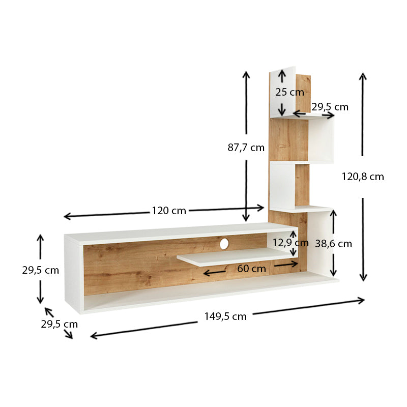 MAURICE White - Oak TV Stand featuring a sleek design with melamine finish, suitable for modern interiors.