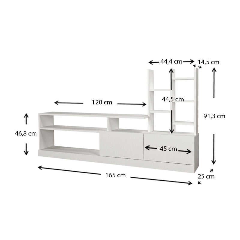 PESCARA White TV Stand featuring a sleek design and spacious surface for televisions and media devices.