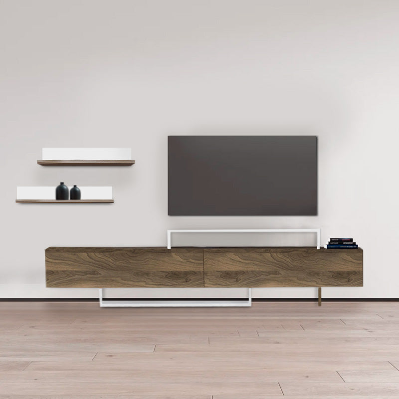 TV Stand TOKYO in walnut and white finish, featuring two shelves and modern design.