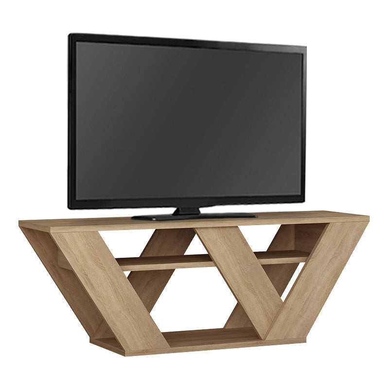 WOLLE Oak TV Stand featuring a sleek design in oak color, measuring 110x30x40 cm, made from durable melamine material.