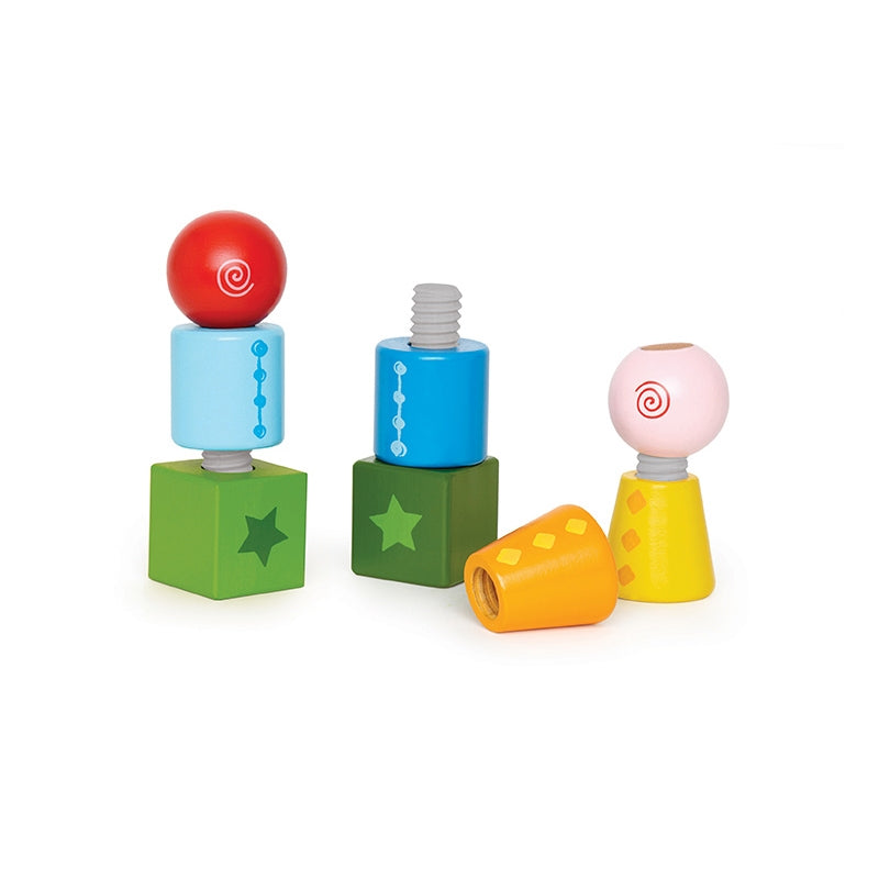 Colorful Twist And Turnables blocks in various shapes, designed for children to build and create securely.