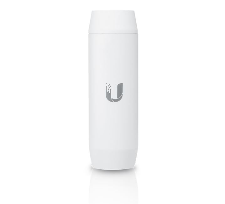 UBIQUITI Instant 802.3AF to USB Adapter with a sleek design, showcasing its USB port and PoE connection.