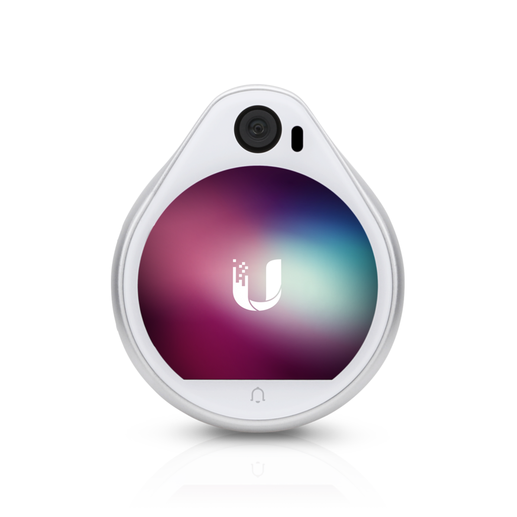 UBIQUITI UniFi Access Reader Pro with touchscreen display and camera, designed for secure access control.