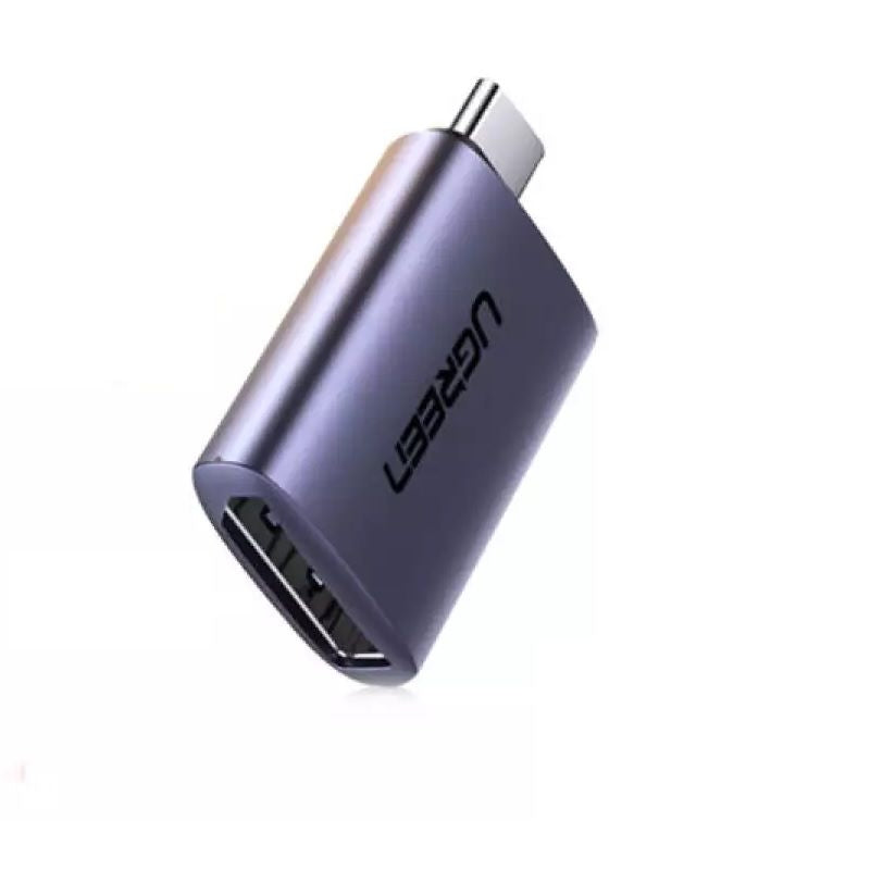 UGREEN 70451 USB-C Male to DP Female Adapter with aluminum case, showcasing its compact design and high-resolution capabilities.