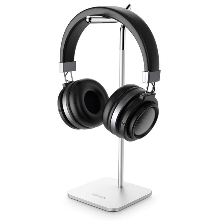 UGREEN 80701 Adjustable Headphone Stand showcasing a sleek aluminum design with a rounded handle and non-slip base.