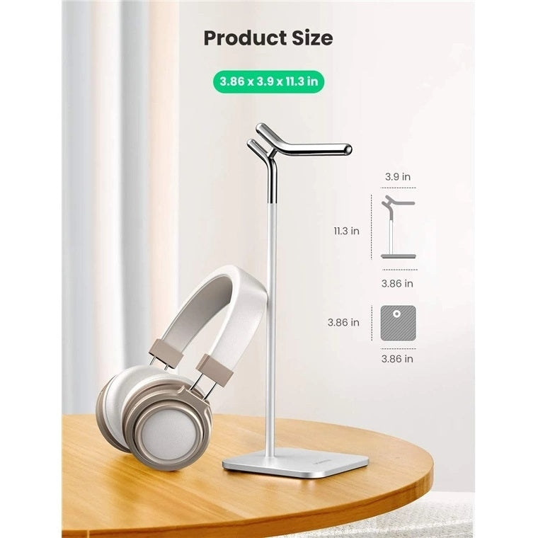 UGREEN 80701 Adjustable Headphone Stand showcasing a sleek aluminum design with a rounded handle and non-slip base.