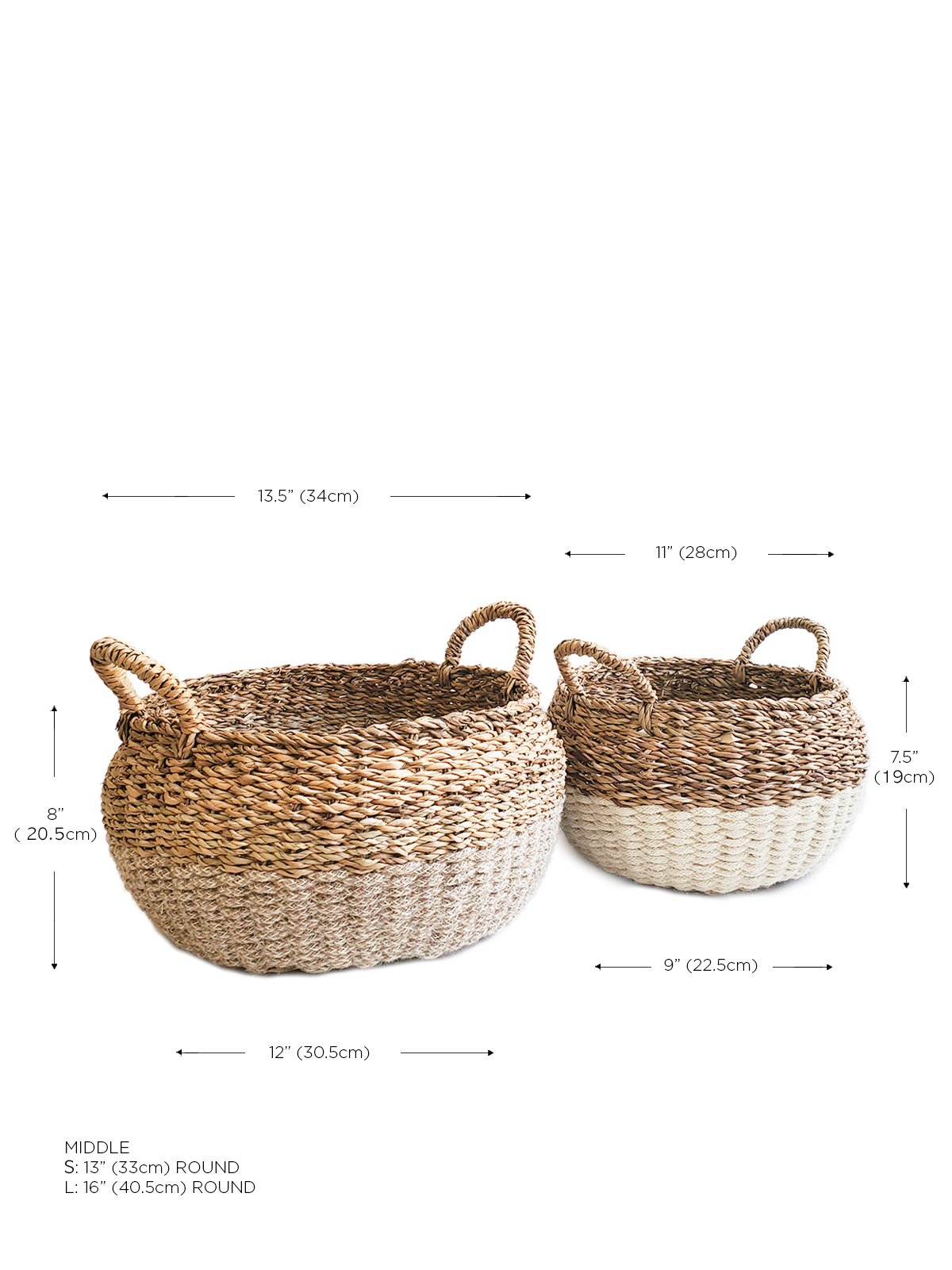 Ula Floor Basket in natural color, made from seagrass and jute, showcasing its stylish and multifunctional design.