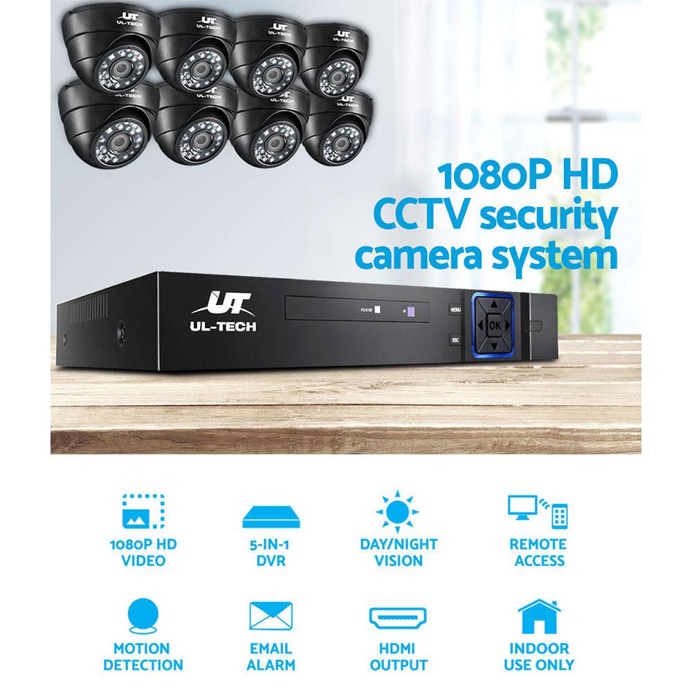 UL-tech 1080P CCTV Security Camera with 8CH Dome DVR, showcasing advanced features for home surveillance.