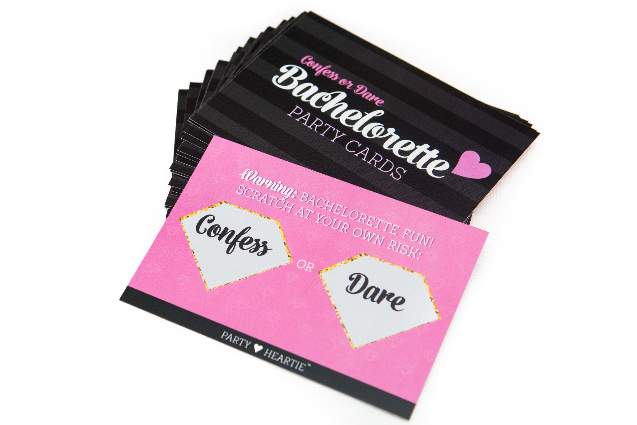 Ultimate Bachelorette 'Confess or Dare' Party Game featuring 23 unique cards for fun and laughter.