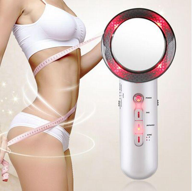 Ultrasonic 3 in 1 Ultrasound Cavitation Care device for face and body slimming, featuring a sleek design and multiple therapy options.