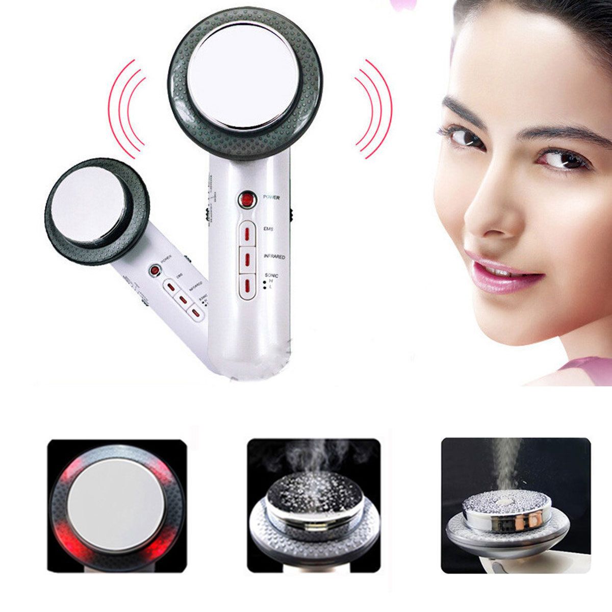 Ultrasonic 3 in 1 Face Massager machine with EMS technology for skin tightening and fat reduction.