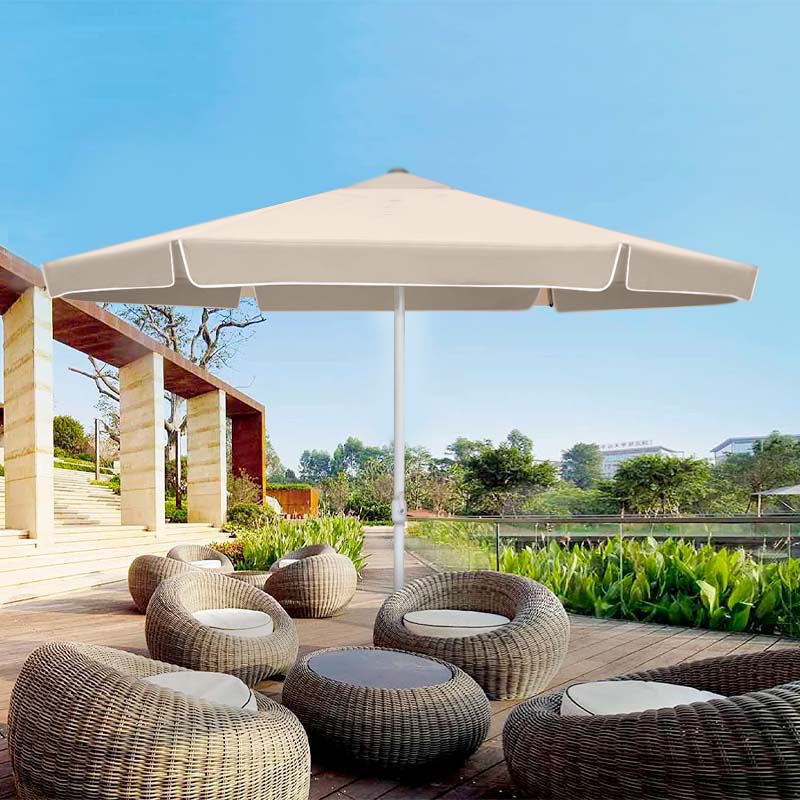 CAPRI Ecru 3m garden umbrella with aluminum frame and waterproof fabric, perfect for outdoor use.