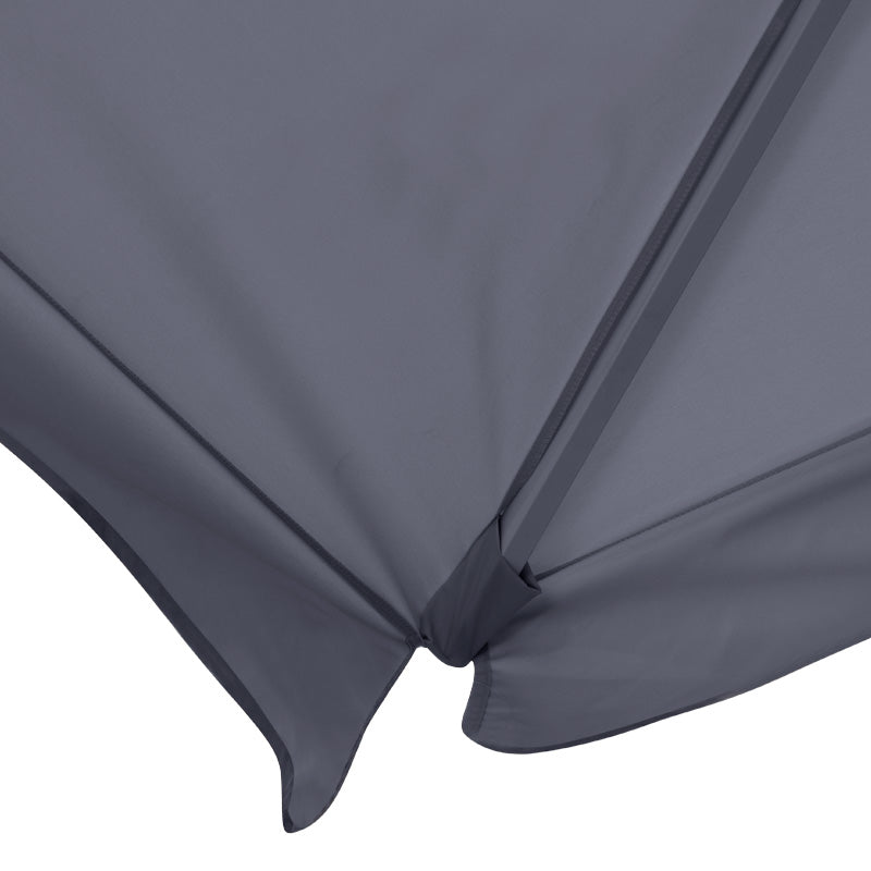 SANTORIN Anthracite 3x3m umbrella with telescopic aluminum frame, waterproof fabric, and double air duct for ventilation.