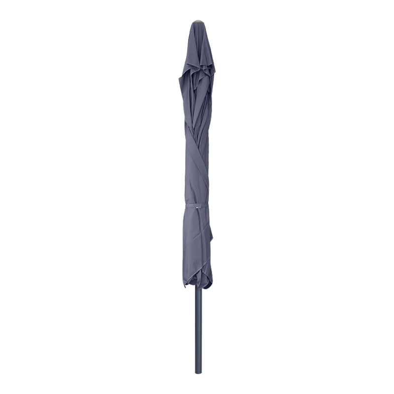 SANTORIN Anthracite 3x3m umbrella with telescopic aluminum frame, waterproof fabric, and double air duct for ventilation.