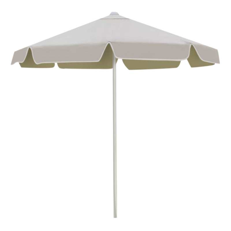 Umbrella SHADOW Ecru with a metallic frame, showcasing its large 2.35m diameter and elegant ecru fabric, perfect for outdoor use.