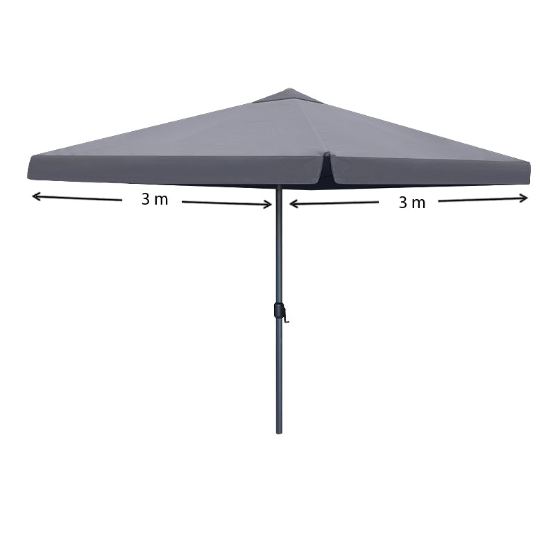 TOMA Anthracite 3x3m garden umbrella with a sturdy aluminium frame and waterproof fabric, perfect for outdoor use.