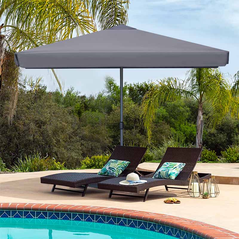 TOMA Anthracite 3x3m garden umbrella with a sturdy aluminium frame and waterproof fabric, perfect for outdoor use.