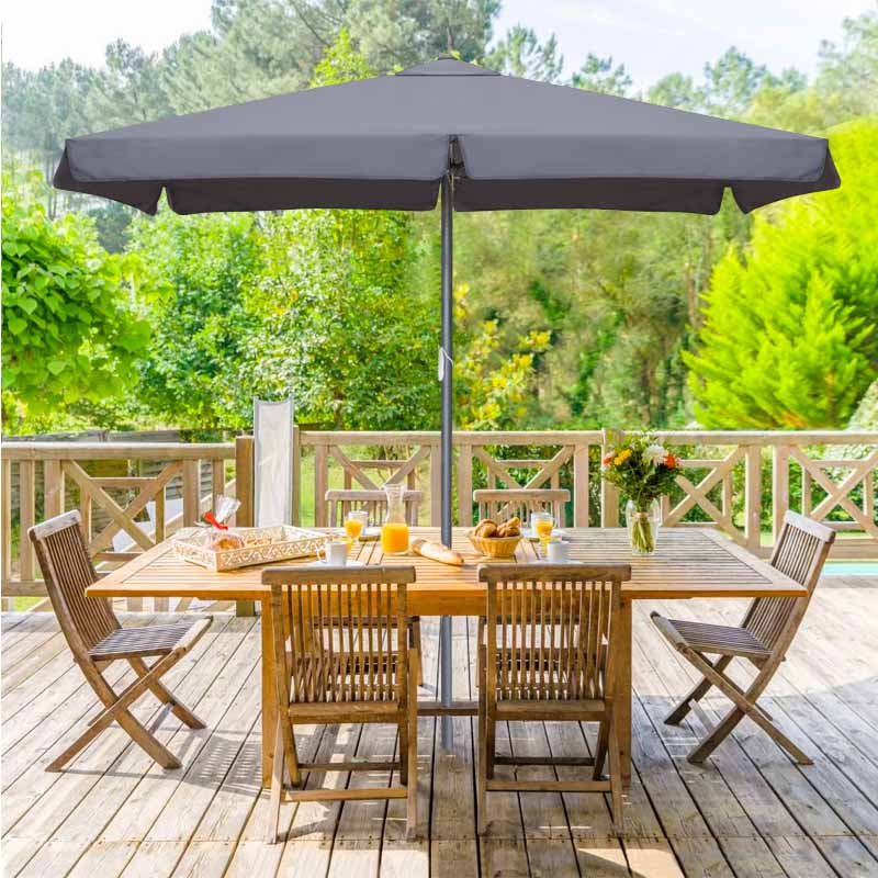 ZOLA Anthracite Garden Umbrella with Aluminium Frame and Waterproof Canopy, Dimensions 2x3m.