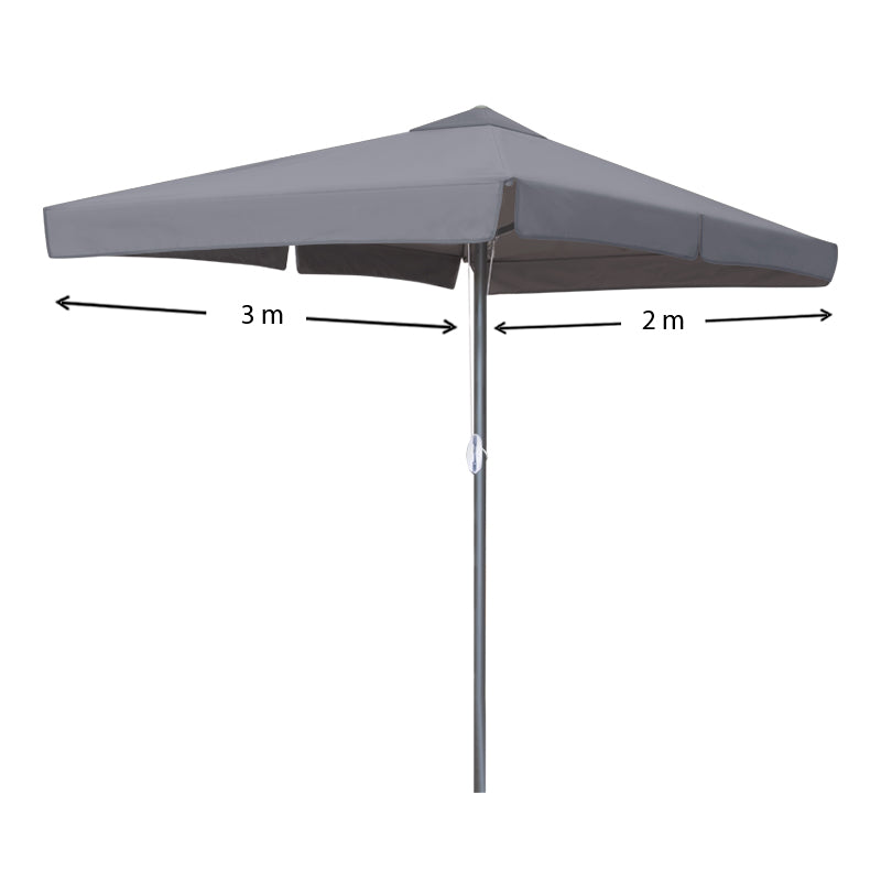 ZOLA Anthracite Garden Umbrella with Aluminium Frame and Waterproof Canopy, Dimensions 2x3m.