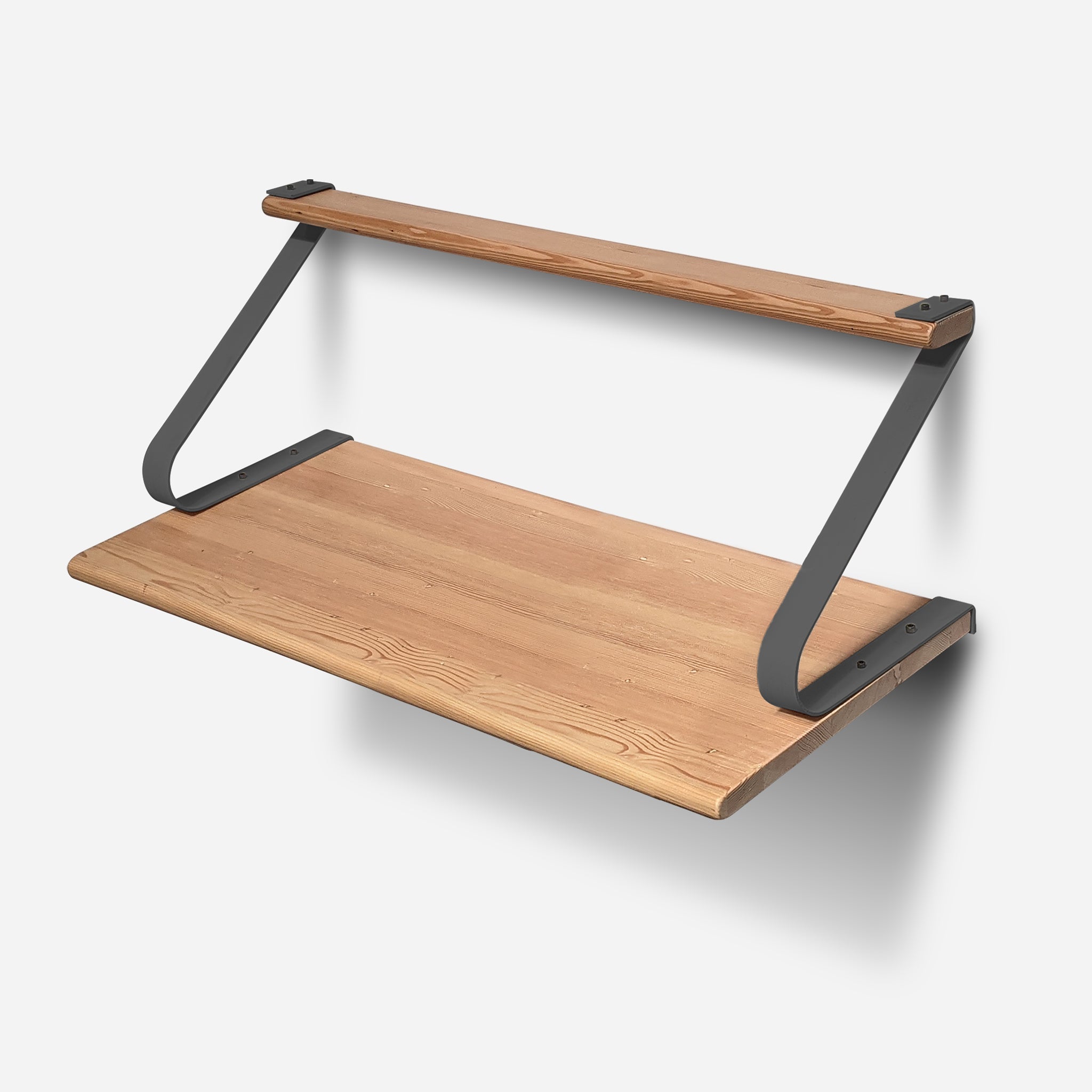 underSTUDY desk in three sizes, showcasing its sleek design and accessory shelf, perfect for modern workspaces.