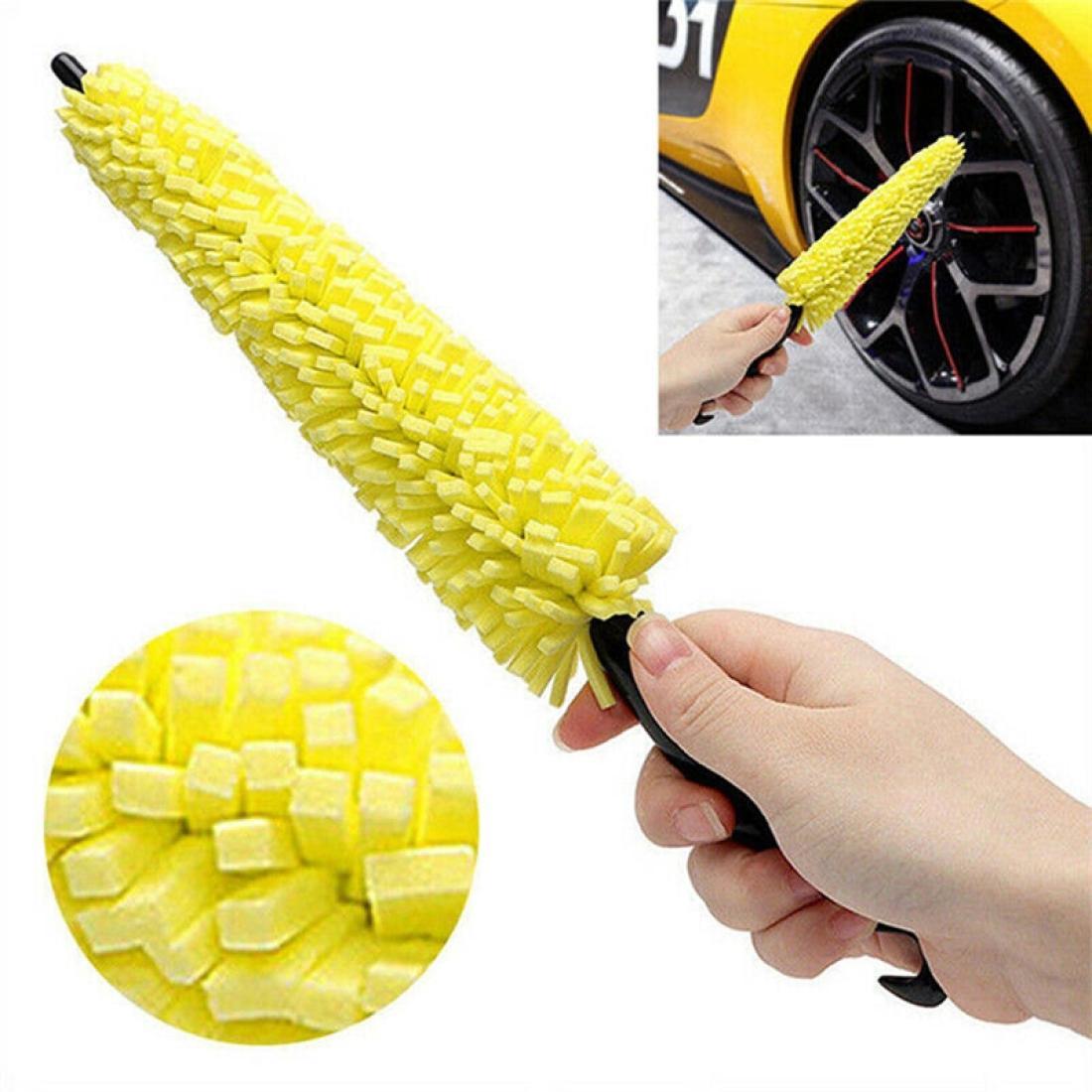 Universal Auto Car Rims Care Tire Wheel Washing Brush with a plastic handle and sponge head, designed for effective wheel cleaning.