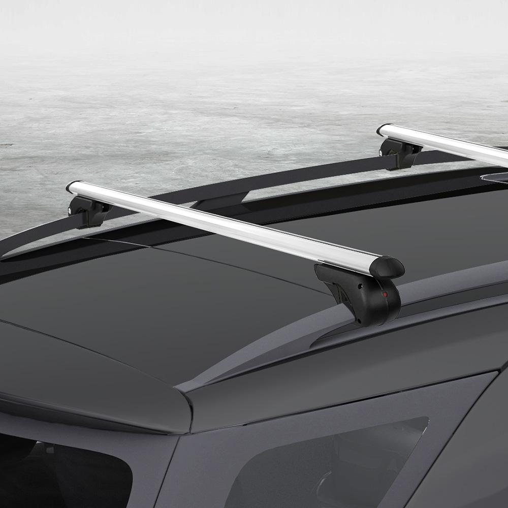 Universal car roof rack cross bars made of silver aircraft-grade aluminium, adjustable width, designed for various vehicles.