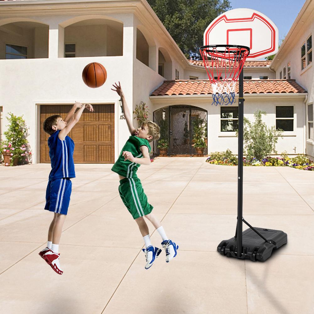 US STOCK New Adjustable Basketball Hoop System with durable PP backboard and heavy-duty steel rim, suitable for kids and adults.