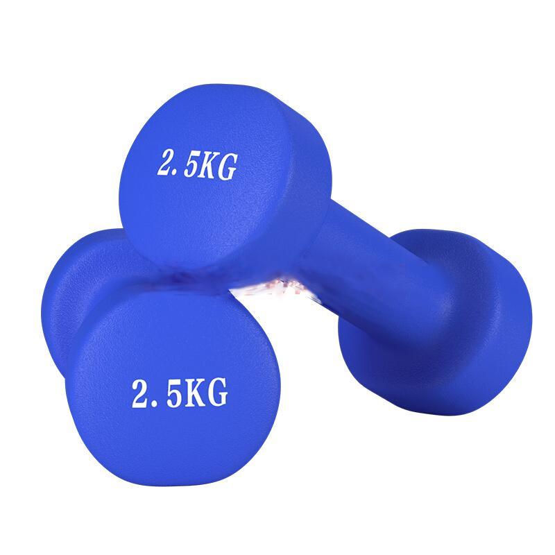 Multi-color gift box containing authentic dipped plastic dumbbells, showcasing vibrant colors and quality design.