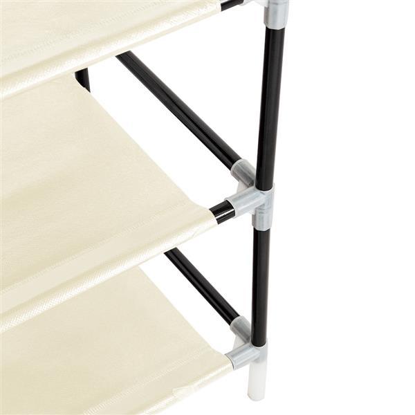 US-W 10 Tiers Shoe Rack with Dustproof Cover in black, showcasing multiple tiers for organized shoe storage.