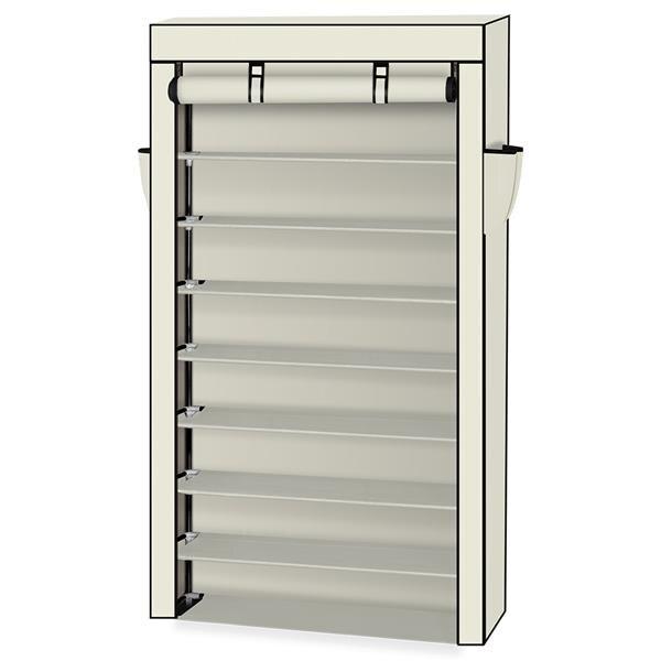 US-W 10 Tiers Shoe Rack with Dustproof Cover in black, showcasing multiple tiers for organized shoe storage.